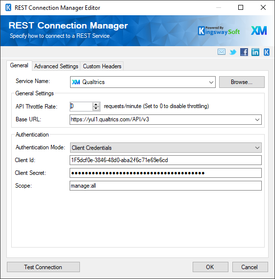 Qualtrics Connection Manager Client Credentials
